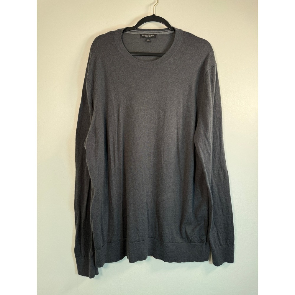 Banana Republic Sweater Mens XXL Merino Wool Charcoal Grey Crew Neck EUC